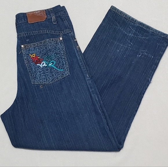 VINTAGE Rocawear Rainbow Graphic Baggy Fit Wide Leg High Rise Skater Jeans - Picture 4 of 16